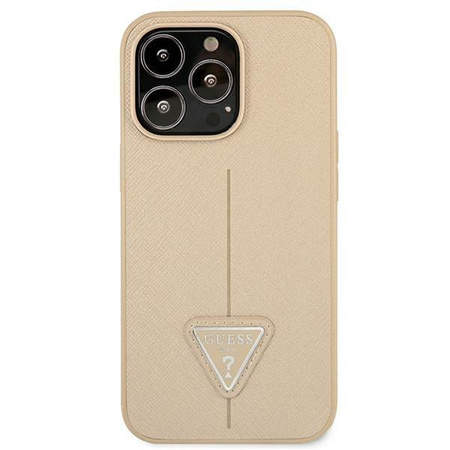 Guess Saffiano Triangle Logo Case – Etui iPhone 13 Pro Max (beżowy)