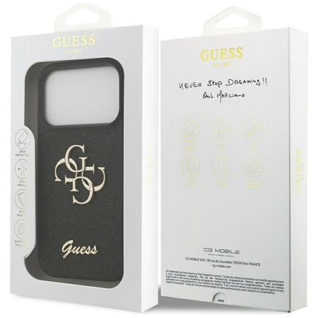 Guess Fixed Glitter Big 4G - Etui do iPhone 17 Pro (czarny)
