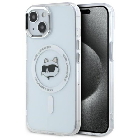 Karl Lagerfeld IML Metal Choupette Head MagSafe - Etui iPhone 15 (biały)