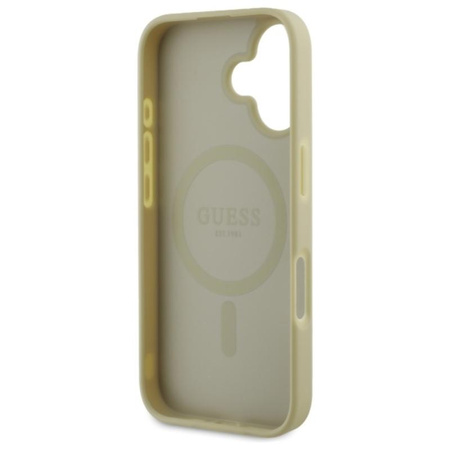 Guess Saffiano Peony Classic Logo MagSafe - Etui iPhone 16 (złoty)