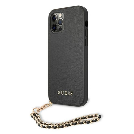 Guess Saffiano Chain - Etui iPhone 12 / iPhone 12 Pro (czarny)