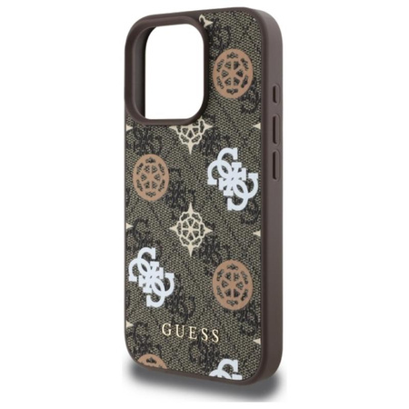 Guess Peony On 4G Background MagSafe - Etui iPhone 16 Pro Max (brązowy)