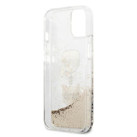 Karl Lagerfeld Liquid Glitter Karl & Choupette Head - Etui iPhone 13 (złoty)