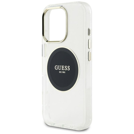 Guess IML Metal Colored Circle Classic Logo MagSafe - Etui do iPhone 16 Pro (czarny)
