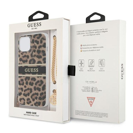 Guess Leopard Gold Chain - Etui iPhone 13 Mini