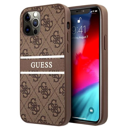 Guess 4G Printed Stripe Etui iPhone 12 / iPhone 12 Pro (brązowy)