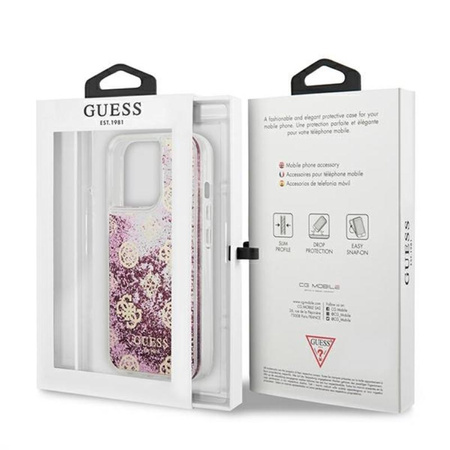 Guess Peony Liquid Glitter - Etui iPhone 13 Pro Max (różowy)