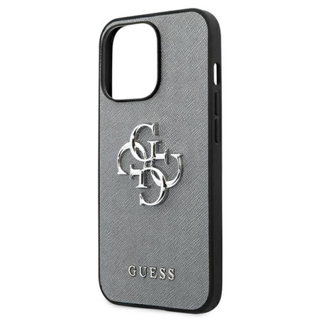 Guess Saffiano 4G Big Silver Logo - Etui iPhone 13 Pro (szary)
