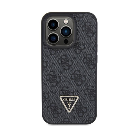 Guess Leather 4G Triangle Strass - Etui iPhone 15 Pro Max (czarny)