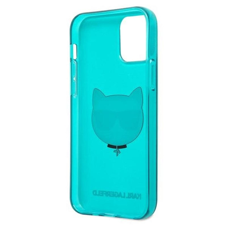 Karl Lagerfeld Choupette Head - Etui iPhone 12 / iPhone 12 Pro (fluo niebieski)
