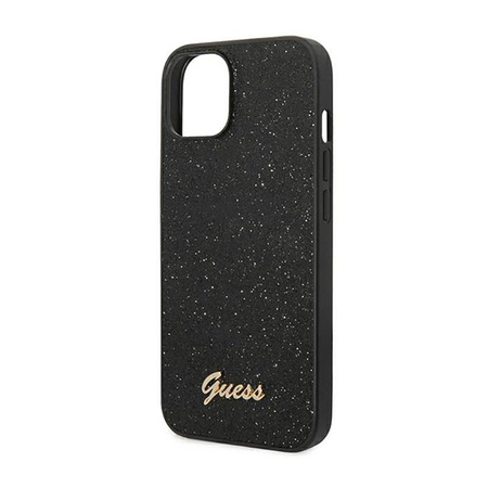 Guess Glitter Flakes Metal Logo Case – Etui iPhone 14 (czarny)