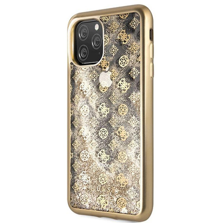 Guess 4G Peony Liquid Glitter - Etui iPhone 11 Pro Max (złoty)