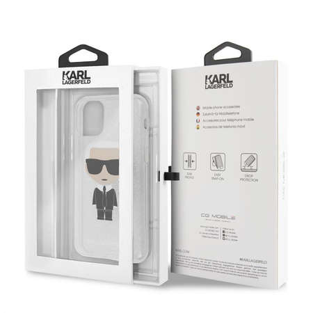 Karl Lagerfeld Iconic Karl - Etui iPhone 11 Pro (Silver Glitter)