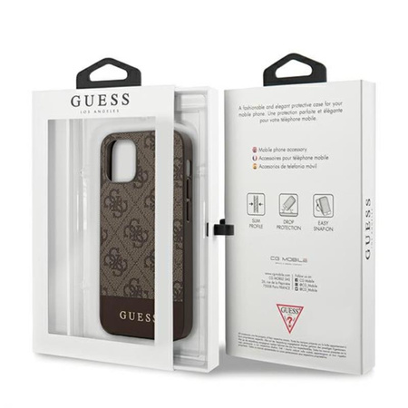 Guess 4G Bottom Stripe Collection - Etui iPhone 12 mini (brązowy)