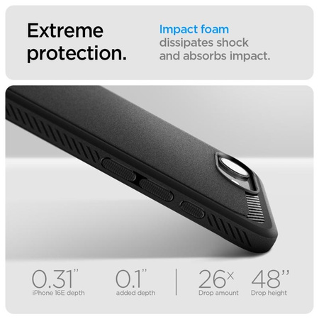 Spigen Rugged Armor Mag MagSafe - Etui do iPhone 16e (Matte Black)