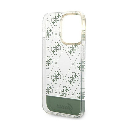 Guess 4G Stripe Script Logo Electroplated Pattern – Etui iPhone 14 Pro (khaki)