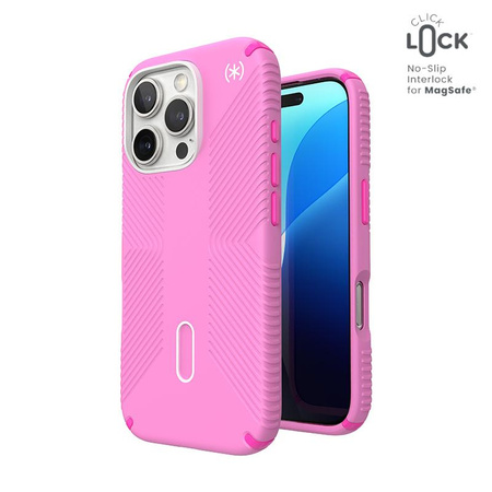 Speck Presidio2 Grip ClickLock & MagSafe - Etui iPhone 16 Pro (True Pink / Shocking Pink / White)