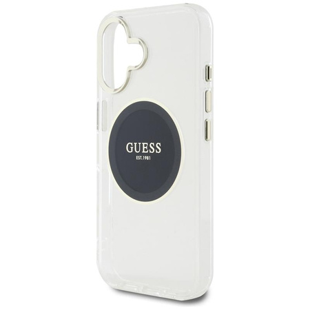 Guess IML Metal Colored Circle Classic Logo MagSafe - Etui do iPhone 16 (czarny)