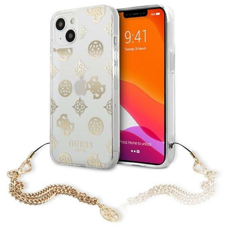 Guess Peony Chain Handle - Etui iPhone 13 mini (złoty)