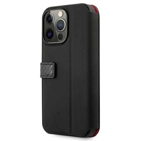 Ferrari Booktype On Track Carbon Stripe - Etui iPhone 13 Pro Max (czarny)