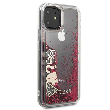Guess Liquid Glitter Hearts - Etui iPhone 11 (malinowy)