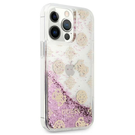 Guess Peony Liquid Glitter - Etui iPhone 13 Pro (różowy)