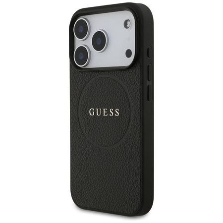 Guess Grained Ring MagSafe - Etui iPhone 17 Pro (czarny)
