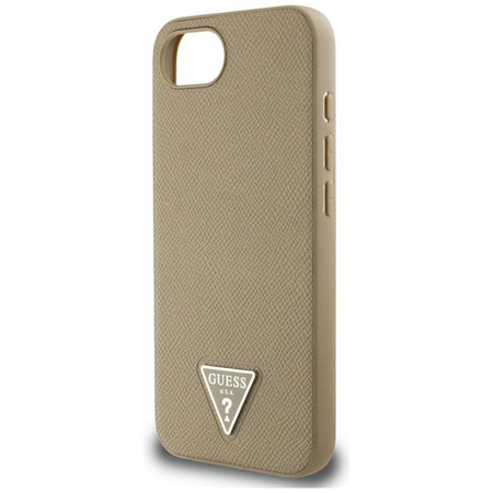 Guess Grained Triangle MagSafe - Etui do iPhone 16e (brązowy)