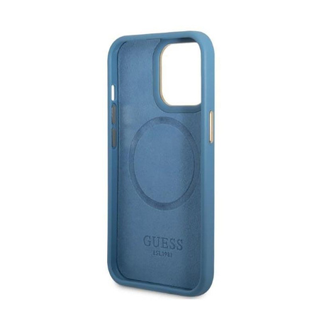 Guess 4G Logo Plate MagSafe - Etui iPhone 13 Pro Max (niebieski)
