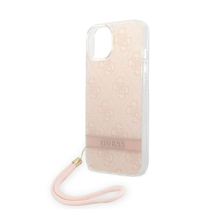 Guess 4G Print Cord - Etui ze smyczką iPhone 14 (różowy)