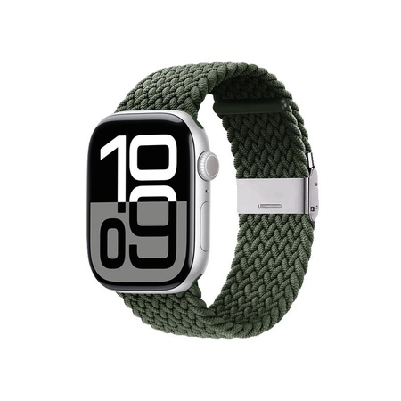 Crong Wave Band – Pleciony pasek do Apple Watch 44/45/46/49 mm (zielony)