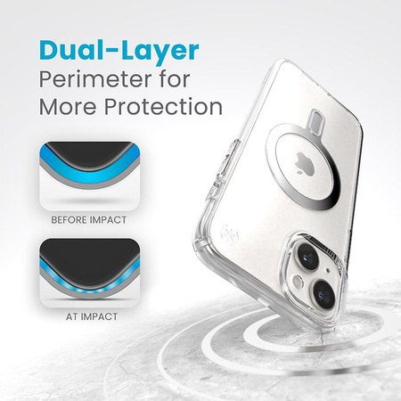 Speck Presidio Perfect-Clear ClickLock & Magsafe - Etui iPhone 15 Plus (Clear / Chrome Finish / Serene Silver)