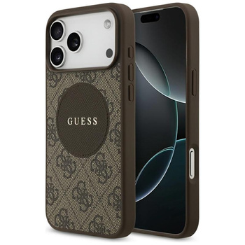 Guess 4G Circle Classic Logo MagSafe - Etui iPhone 17 Pro Max (brązowy)