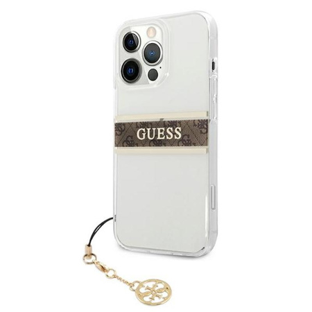 Guess 4G Stripe Brown Charm - Etui iPhone 13 Pro Max (przezroczysty)