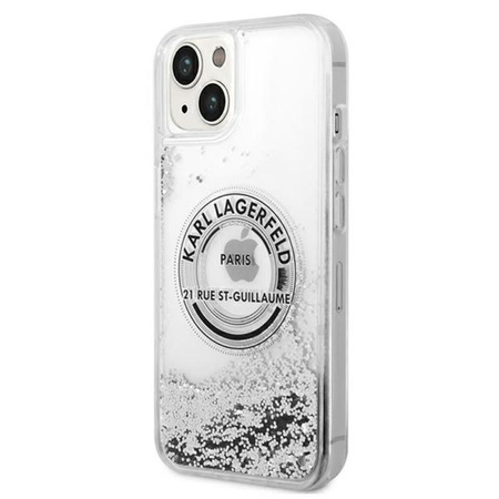 Karl Lagerfeld Liquid Glitter Round RSG Logo Case – Etui iPhone 14 (srebrny)