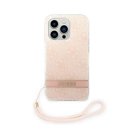 Guess 4G Print Cord - Etui ze smyczką iPhone 14 Pro Max (różowy)