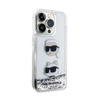 Karl Lagerfeld Liquid Glitter Karl & Choupette Heads - Etui iPhone 14 Pro (srebrny)