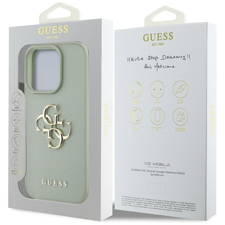 Guess Grained Big 4G Logo Small Classic Logo - Etui do iPhone 16 Pro Max (zielony)