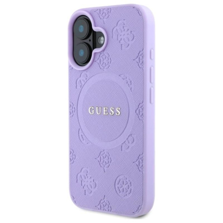 Guess Saffiano Peony Classic Logo MagSafe - Etui iPhone 16 (fioletowy)