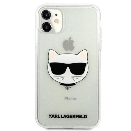 Karl Lagerfeld Choupette Head Glitter - Etui iPhone 11 (srebrny)