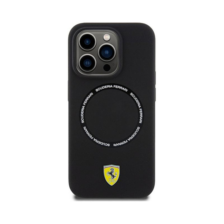 Ferrari Printed Ring MagSafe - Etui iPhone 15 Pro Max (czarny)