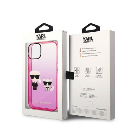 Karl Lagerfeld Gradient Ikonik Karl & Choupette - Etui iPhone 14 Plus (różowy)