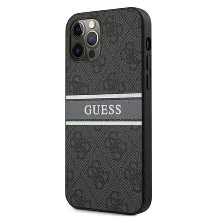 Guess 4G Printed Stripe – Etui iPhone 12 Pro Max (szary)