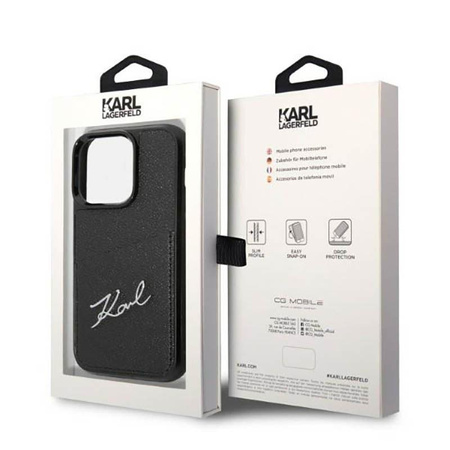 Karl Lagerfeld Signature Logo Cardslot - Etui iPhone 14 Pro Max (czarny)