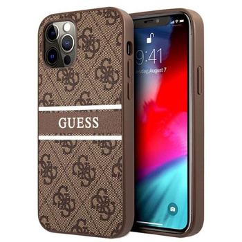 Guess 4G Printed Stripe Etui iPhone 12 / iPhone 12 Pro (brązowy)