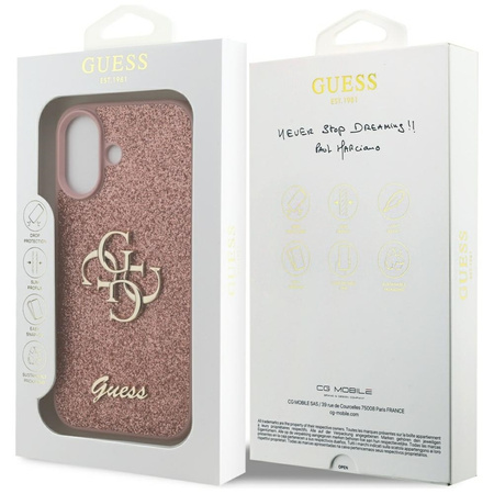 Guess Fixed Glitter Big 4G - Etui iPhone 17 (różowy)