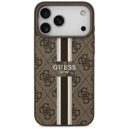 Guess 4G Printed Stripes MagSafe - Etui iPhone 17 Pro Max (brązowy)