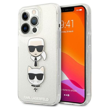 Karl Lagerfeld Glitter Karl & Choupette Head - Etui iPhone 13 Pro Max (srebrny)
