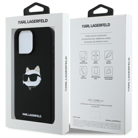 Karl Lagerfeld Silicone Choupette Head Print MagSafe - Etui iPhone 16 Pro (czarny)