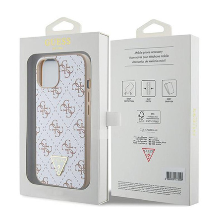 Guess 4G Triangle Metal Logo - Etui iPhone 15 (biały)